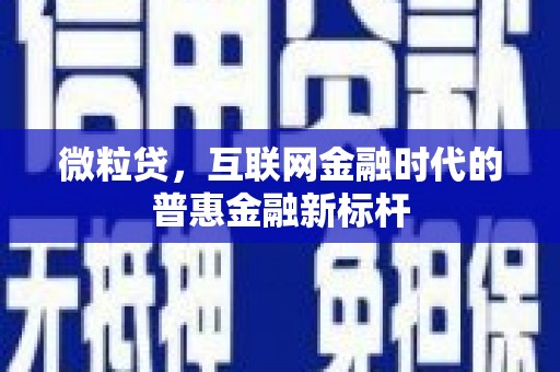 永德微粒贷，互联网金融时代的普惠金融新标杆