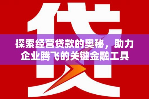 永德探索经营贷款的奥秘，助力企业腾飞的关键金融工具