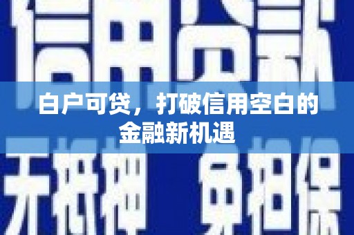 永德白户可贷，打破信用空白的金融新机遇