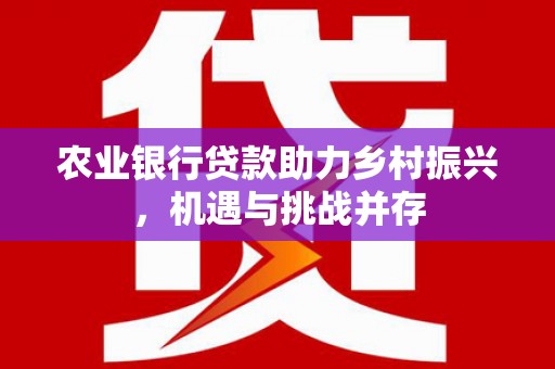 永德农业银行贷款助力乡村振兴，机遇与挑战并存